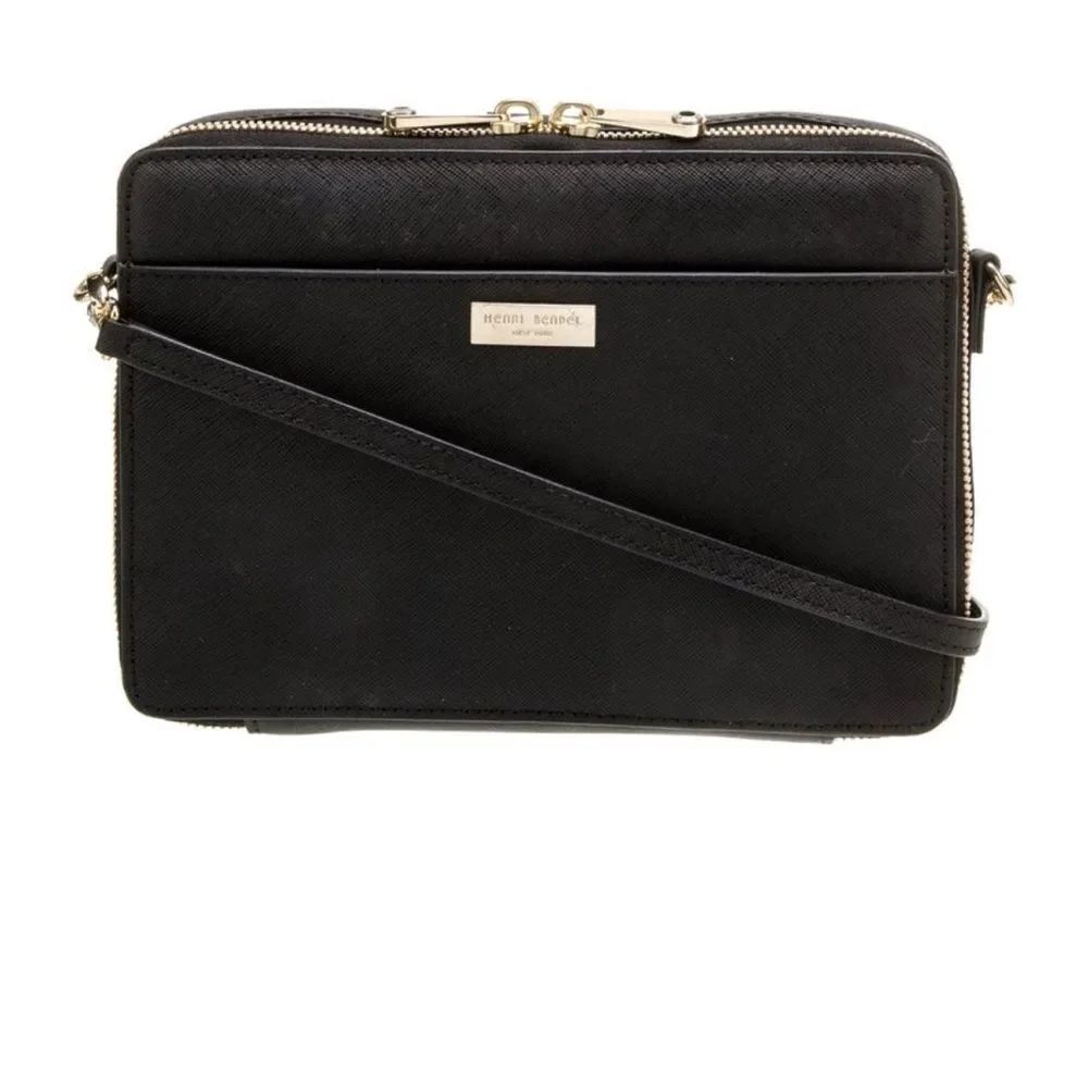 HENRI BENDEL “IPad Mini Crossbody” Black Leather